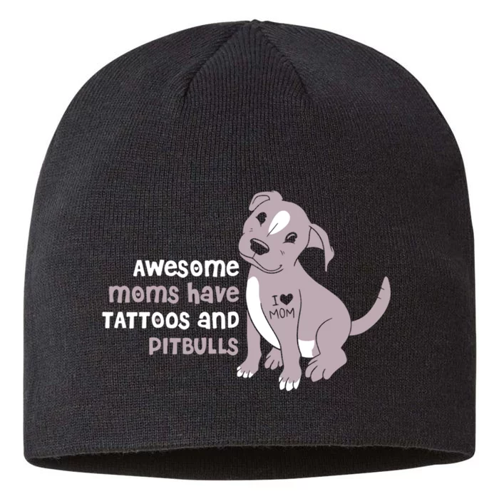 Awesome Moms Have Tattoos Pit Bull Terrier 8 1/2in Sustainable Knit Beanie