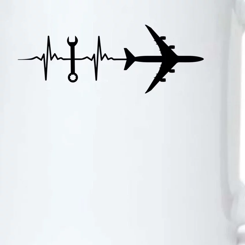 Airplane Mechanic Heartbeat Plane Planes Gift Black Color Changing Mug