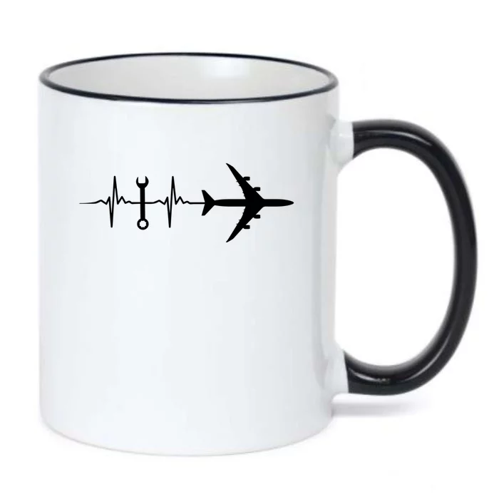 Airplane Mechanic Heartbeat Plane Planes Gift Black Color Changing Mug