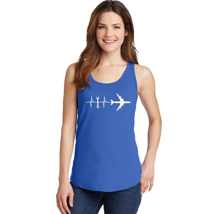 Airplane Mechanic Heartbeat Plane Planes Gift Ladies Essential Tank