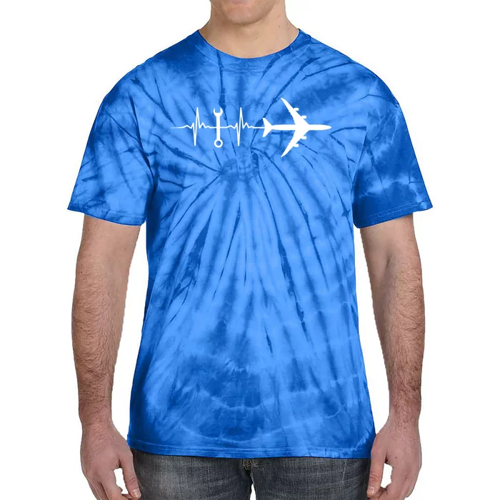 Airplane Mechanic Heartbeat Plane Planes Gift Tie-Dye T-Shirt