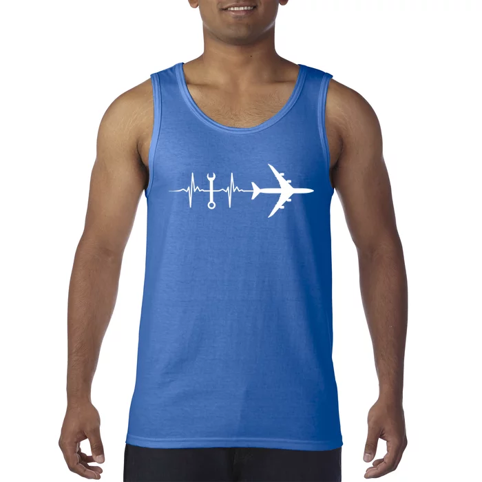 Airplane Mechanic Heartbeat Plane Planes Gift Tank Top