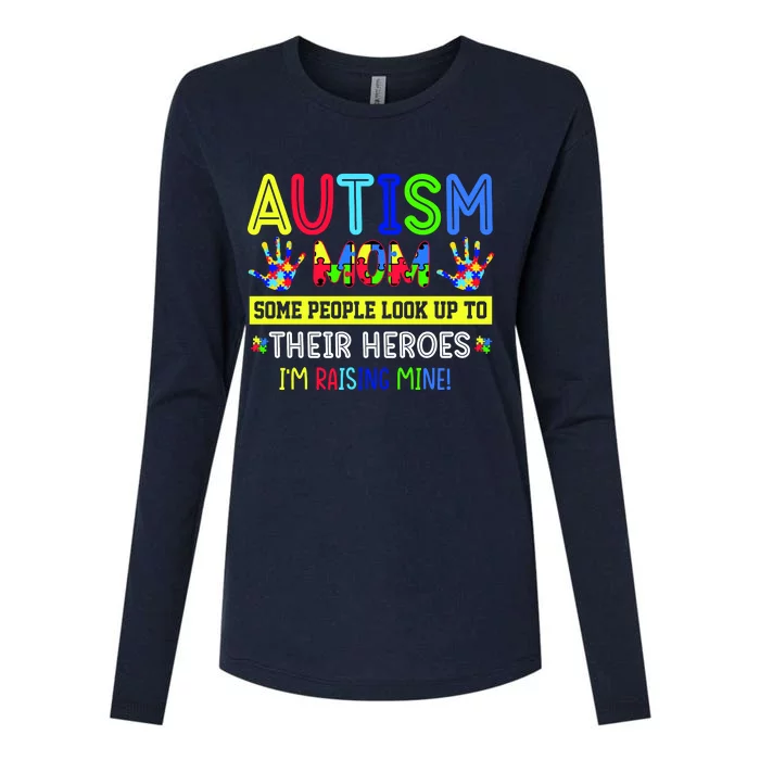 Autism Mom I'm Raising My Hero Awareness Puzzle Womens Cotton Relaxed Long Sleeve T-Shirt