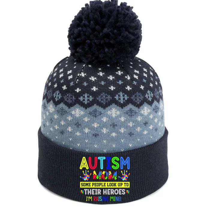 Autism Mom I'm Raising My Hero Awareness Puzzle The Baniff Cuffed Pom Beanie