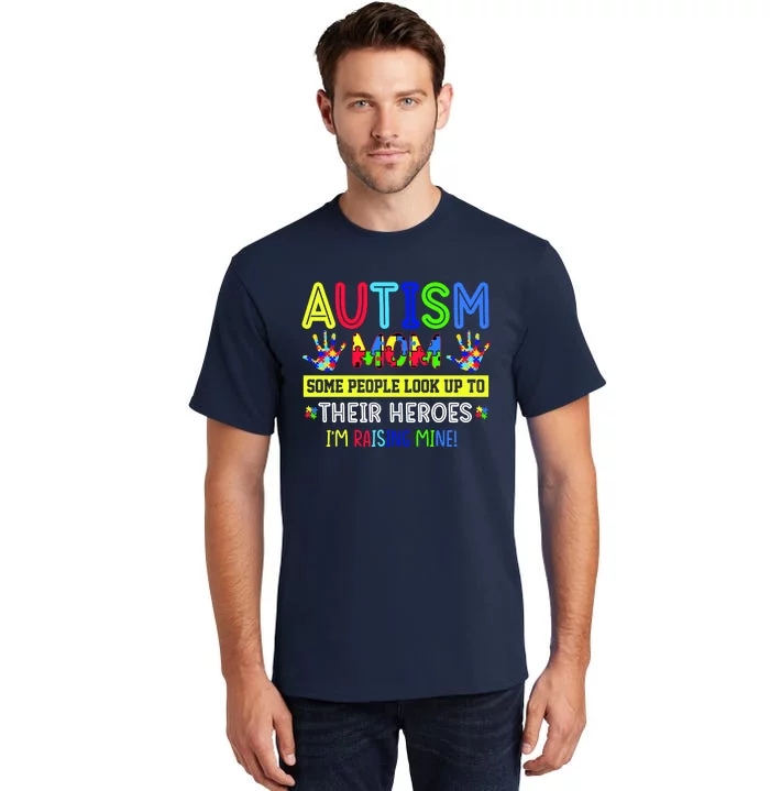 Autism Mom I'm Raising My Hero Awareness Puzzle Tall T-Shirt