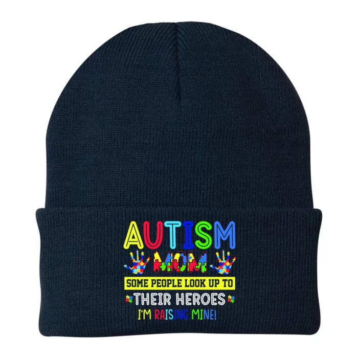 Autism Mom I'm Raising My Hero Awareness Puzzle Knit Cap Winter Beanie