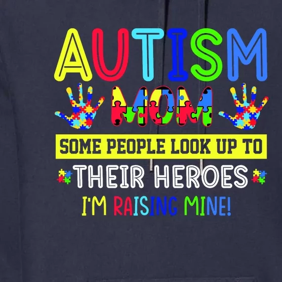 Autism Mom I'm Raising My Hero Awareness Puzzle Premium Hoodie