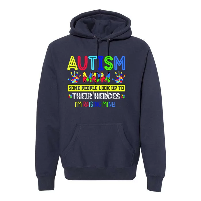 Autism Mom I'm Raising My Hero Awareness Puzzle Premium Hoodie