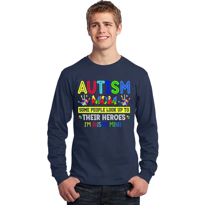 Autism Mom I'm Raising My Hero Awareness Puzzle Tall Long Sleeve T-Shirt