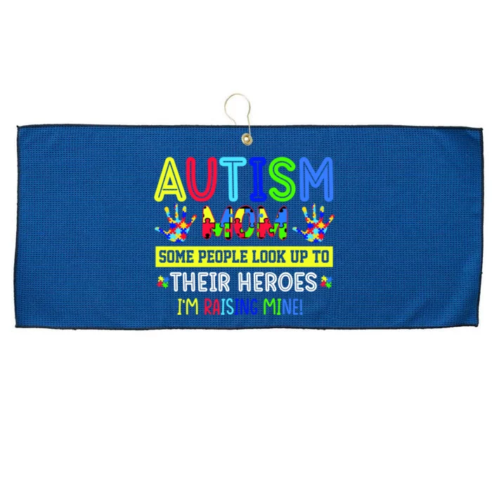 Autism Mom I'm Raising My Hero Awareness Puzzle Large Microfiber Waffle Golf Towel