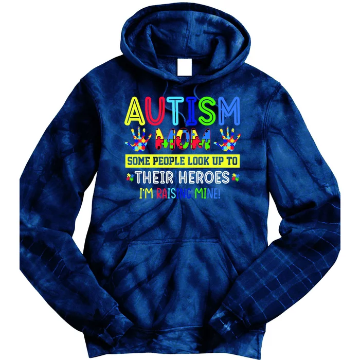 Autism Mom I'm Raising My Hero Awareness Puzzle Tie Dye Hoodie