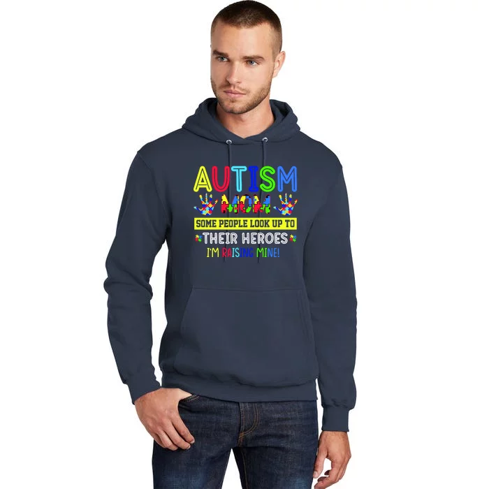 Autism Mom I'm Raising My Hero Awareness Puzzle Tall Hoodie