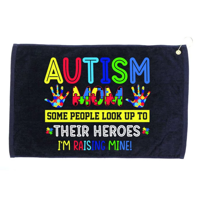 Autism Mom I'm Raising My Hero Awareness Puzzle Grommeted Golf Towel