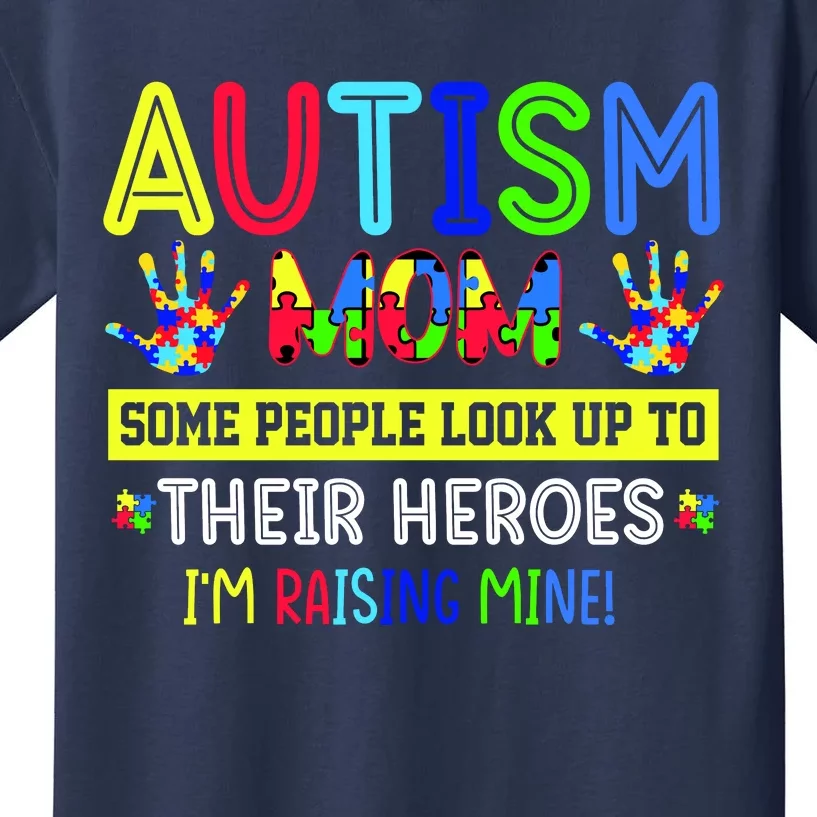 Autism Mom I'm Raising My Hero Awareness Puzzle Kids T-Shirt