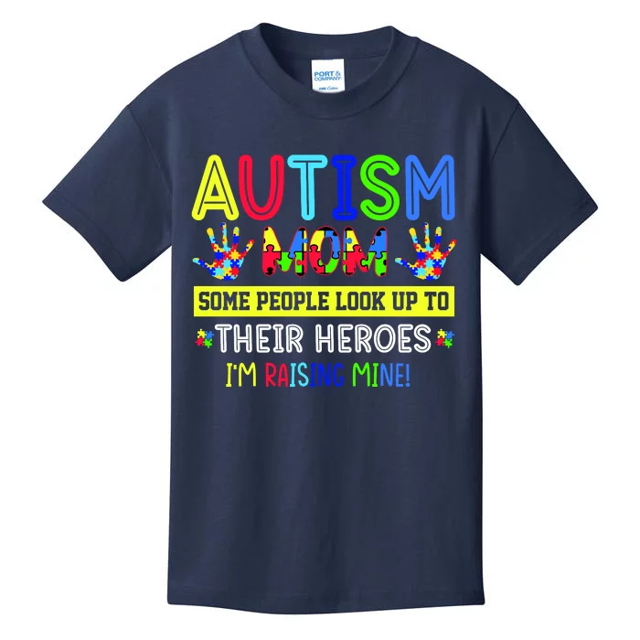 Autism Mom I'm Raising My Hero Awareness Puzzle Kids T-Shirt