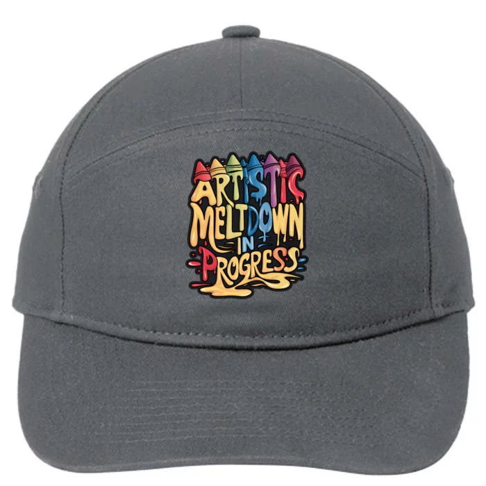 Artistic Meltdown In Progress Gift 7-Panel Snapback Hat