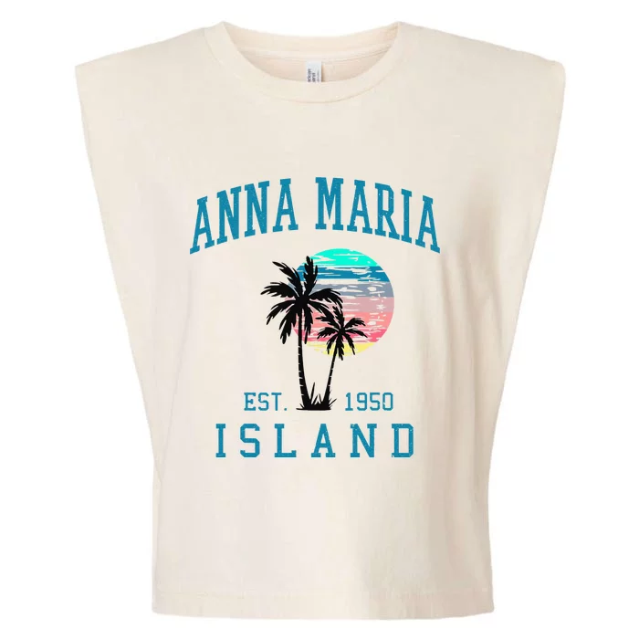 Anna Maria Island Florida Vintage Beach Palm Trees Summer Garment-Dyed Women's Muscle Tee