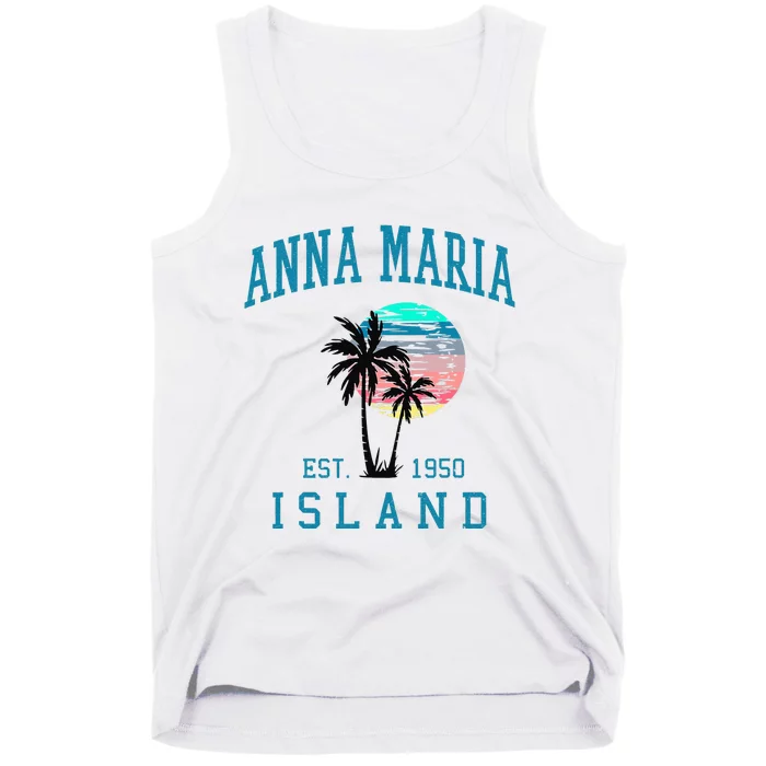 Anna Maria Island Florida Vintage Beach Palm Trees Summer Tank Top