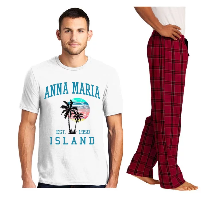 Anna Maria Island Florida Vintage Beach Palm Trees Summer Pajama Set