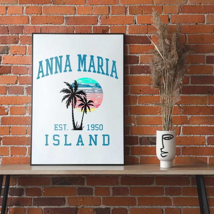 Anna Maria Island Florida Vintage Beach Palm Trees Summer Poster