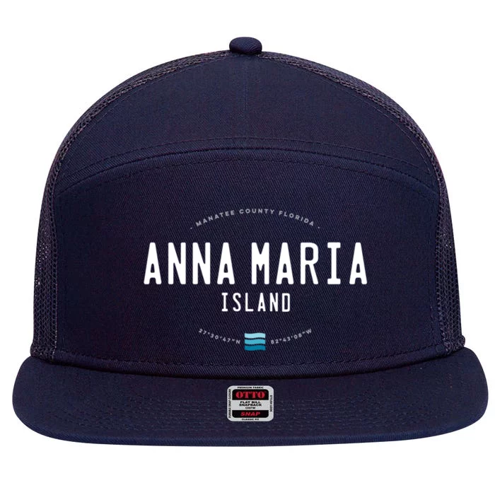 Anna Maria Island Florida Beach Waves Meaningful Gift 7 Panel Mesh Trucker Snapback Hat