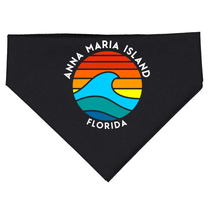 Anna Maria Island Florida Retro Wave Gift USA-Made Doggie Bandana