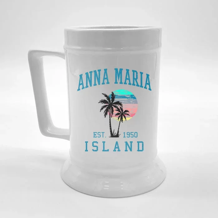 Anna Maria Island Florida Vintage Beach Palm Trees Summer Front & Back Beer Stein