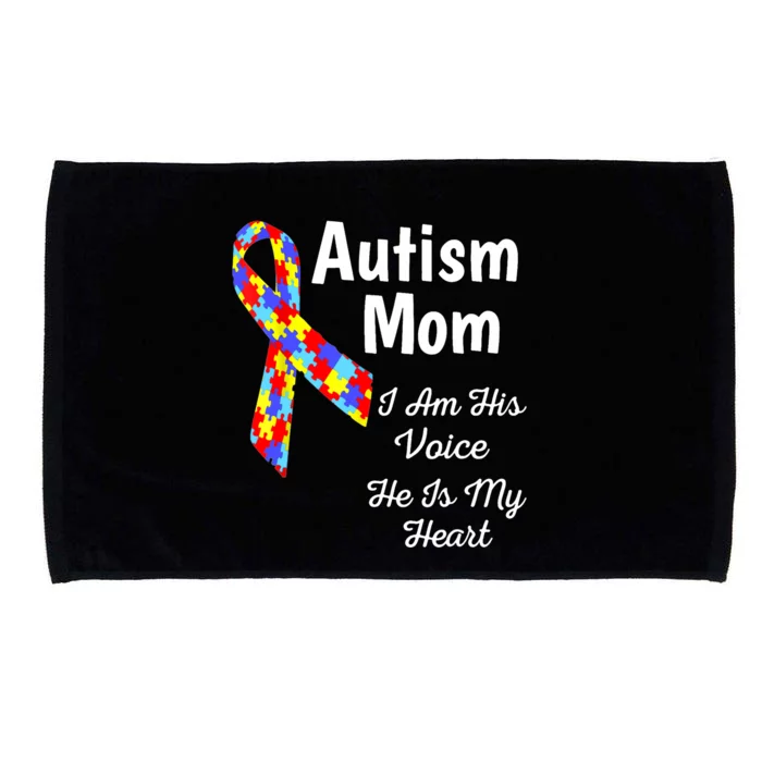 Autism Mom I Am His Voice He Is My Heart Microfiber Hand Towel