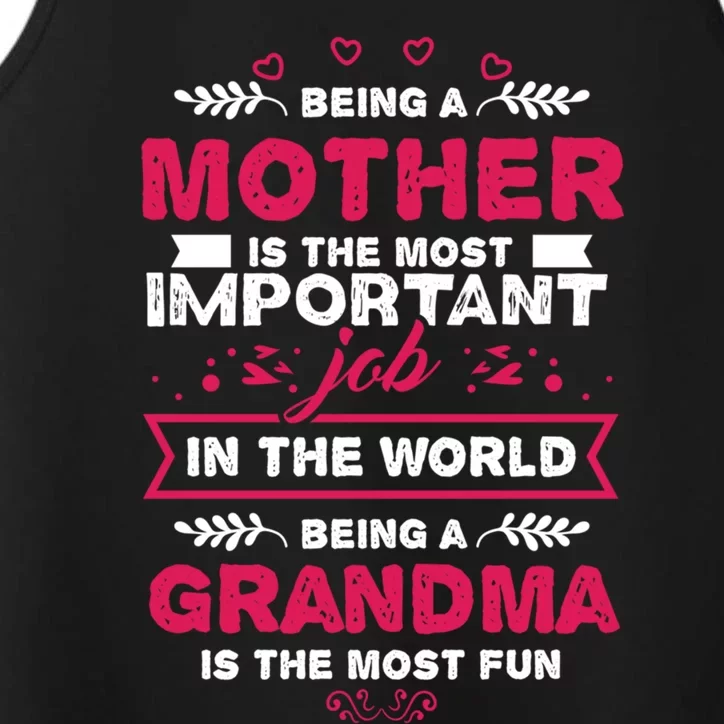 A Mother Is The Most Important Job In The World Mom Mommy Cute Gift Performance Tank