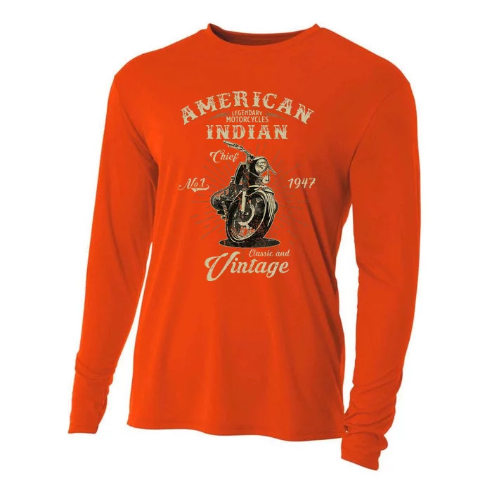 American M.O.T.O.R.Cy.C.L.E. In.D.I.An For Old Biker Cooling Performance Long Sleeve Crew