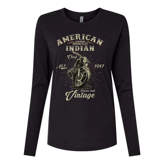 American M.O.T.O.R.Cy.C.L.E. In.D.I.An For Old Biker Womens Cotton Relaxed Long Sleeve T-Shirt