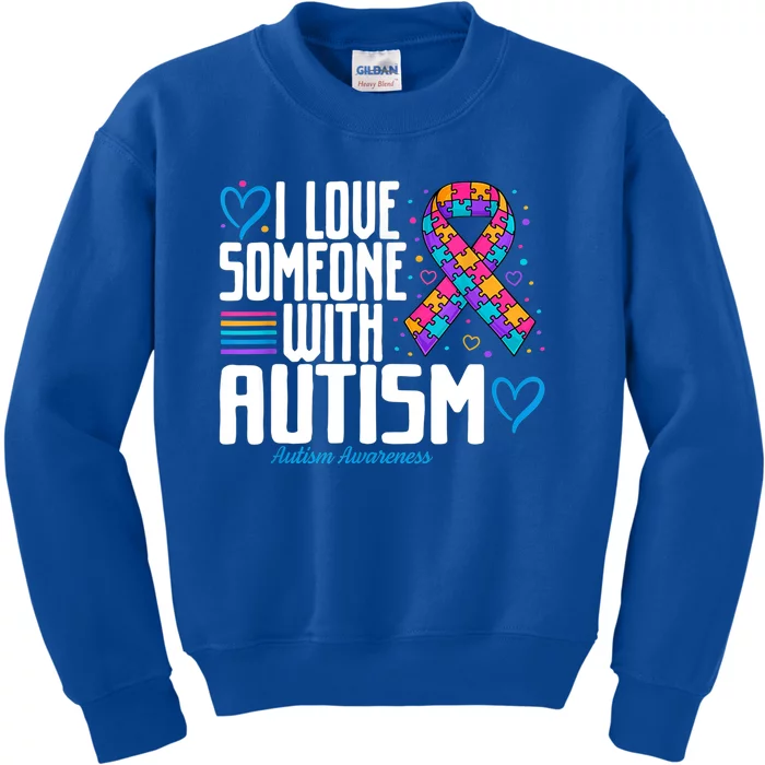 Autism Mom I Love Someone With Autism Gift Kids Sweatshirt