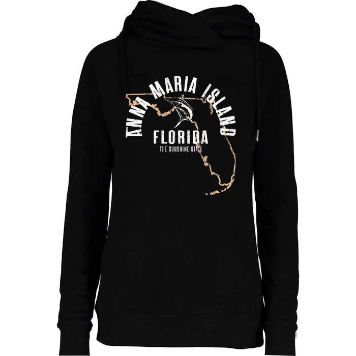 Anna Maria Island Florida Beach Fl Retro Beach Front & Back Womens Funnel Neck Pullover Hood