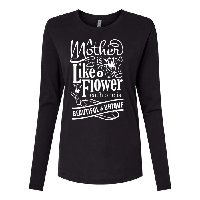 A Mother Is Like A Flower Each One Is Beautiful And Unique Womens Cotton Relaxed Long Sleeve T-Shirt