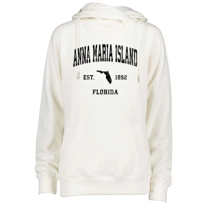 Anna Maria Island Florida Fl Vintage Athletic Womens Funnel Neck Pullover Hood