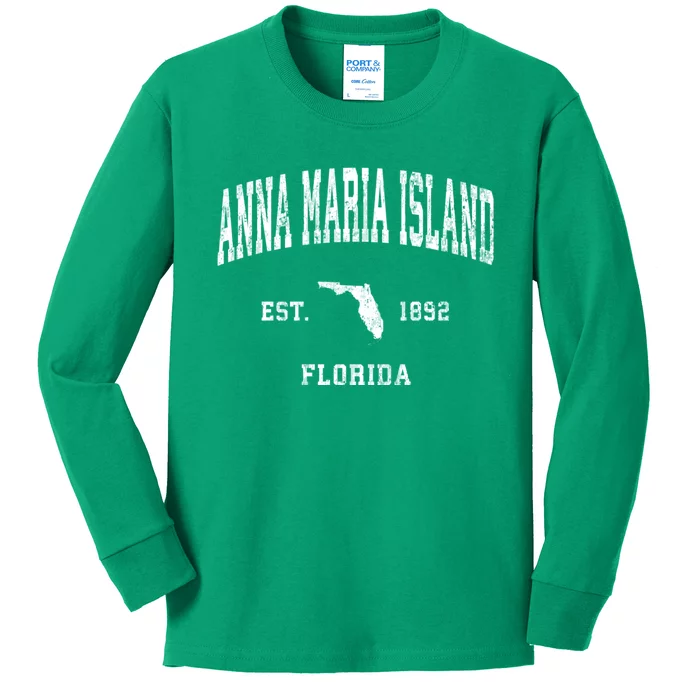 Anna Maria Island Florida Fl Vintage Athletic Kids Long Sleeve Shirt