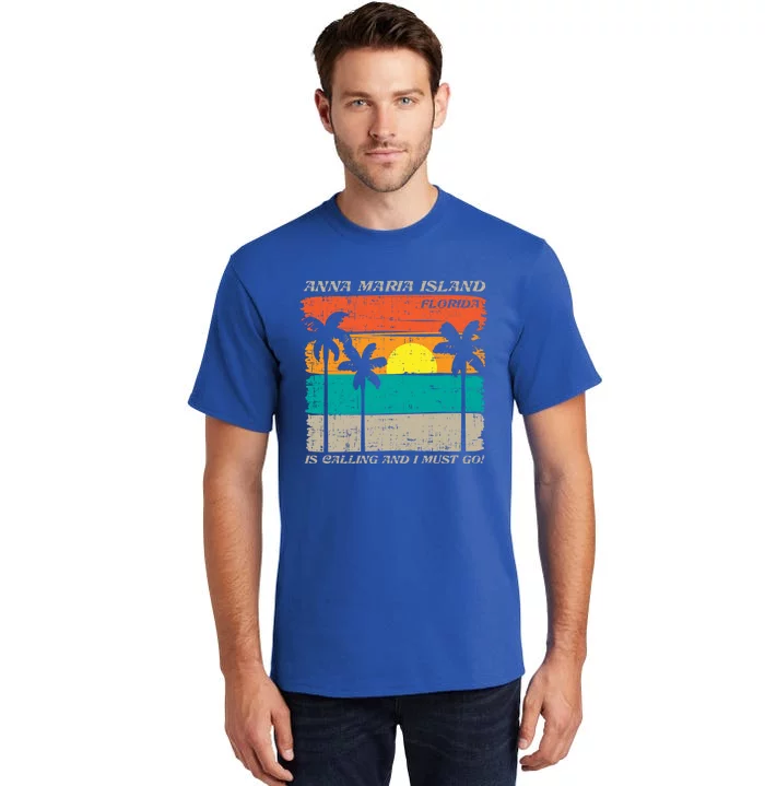 Anna Maria Island Florida Vintage Beach Retro Sunset Gift Tall T-Shirt