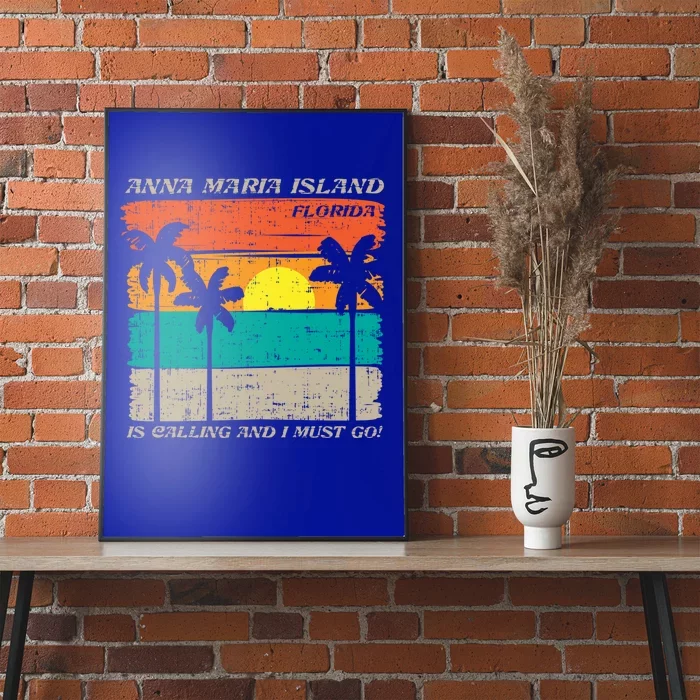 Anna Maria Island Florida Vintage Beach Retro Sunset Gift Poster