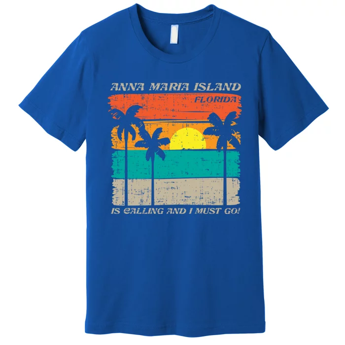 Anna Maria Island Florida Vintage Beach Retro Sunset Gift Premium T-Shirt