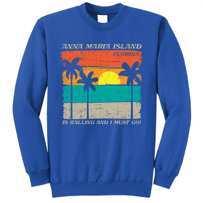 Anna Maria Island Florida Vintage Beach Retro Sunset Gift Tall Sweatshirt