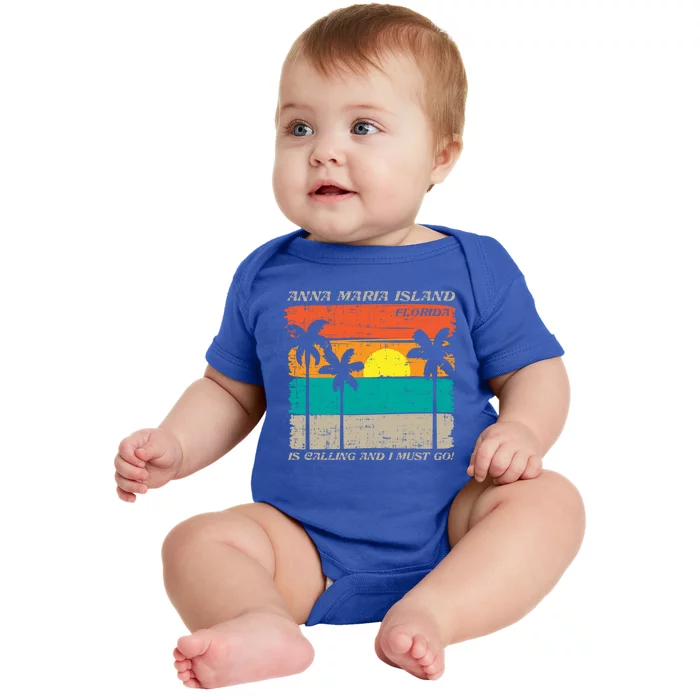 Anna Maria Island Florida Vintage Beach Retro Sunset Gift Baby Bodysuit