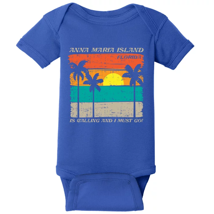 Anna Maria Island Florida Vintage Beach Retro Sunset Gift Baby Bodysuit