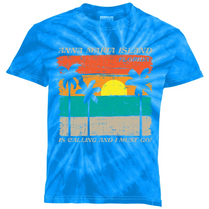 Anna Maria Island Florida Vintage Beach Retro Sunset Gift Kids Tie-Dye T-Shirt