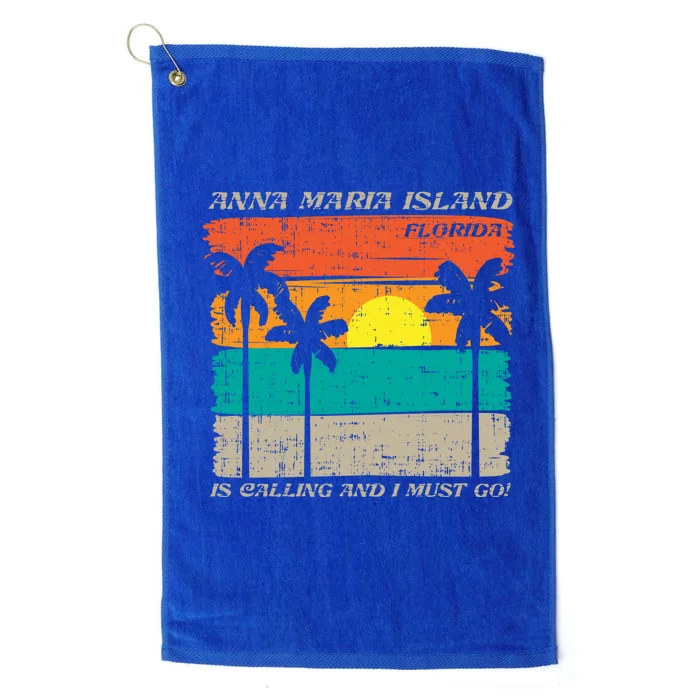 Anna Maria Island Florida Vintage Beach Retro Sunset Gift Platinum Collection Golf Towel