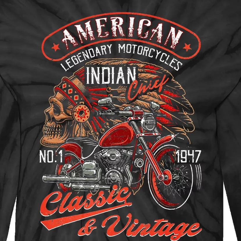 American M.O.T.O.R.C.Y.C.L.E I.N.D.I.A.N For Old Biker Tie-Dye Long Sleeve Shirt