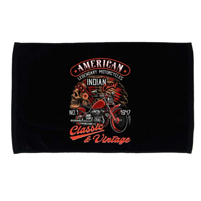 American M.O.T.O.R.C.Y.C.L.E I.N.D.I.A.N For Old Biker Microfiber Hand Towel