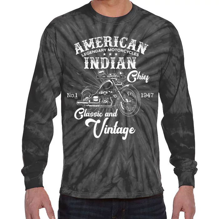 American M.O.T.O.R.C.Y.C.L.E I.N.D.I.A.N For Old Biker Tie-Dye Long Sleeve Shirt