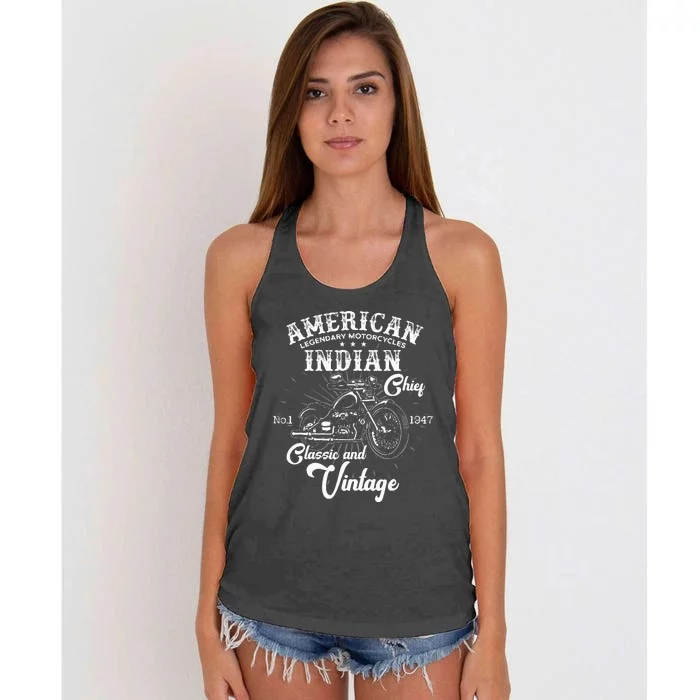 American M.O.T.O.R.C.Y.C.L.E I.N.D.I.A.N For Old Biker Women's Knotted Racerback Tank