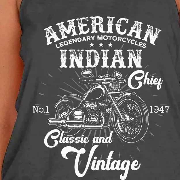 American M.O.T.O.R.C.Y.C.L.E I.N.D.I.A.N For Old Biker Women's Knotted Racerback Tank