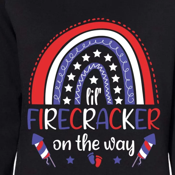 American Mommy July 4th Mommy Lil Firecracker On The Way Gift Womens California Wash Sweatshirt